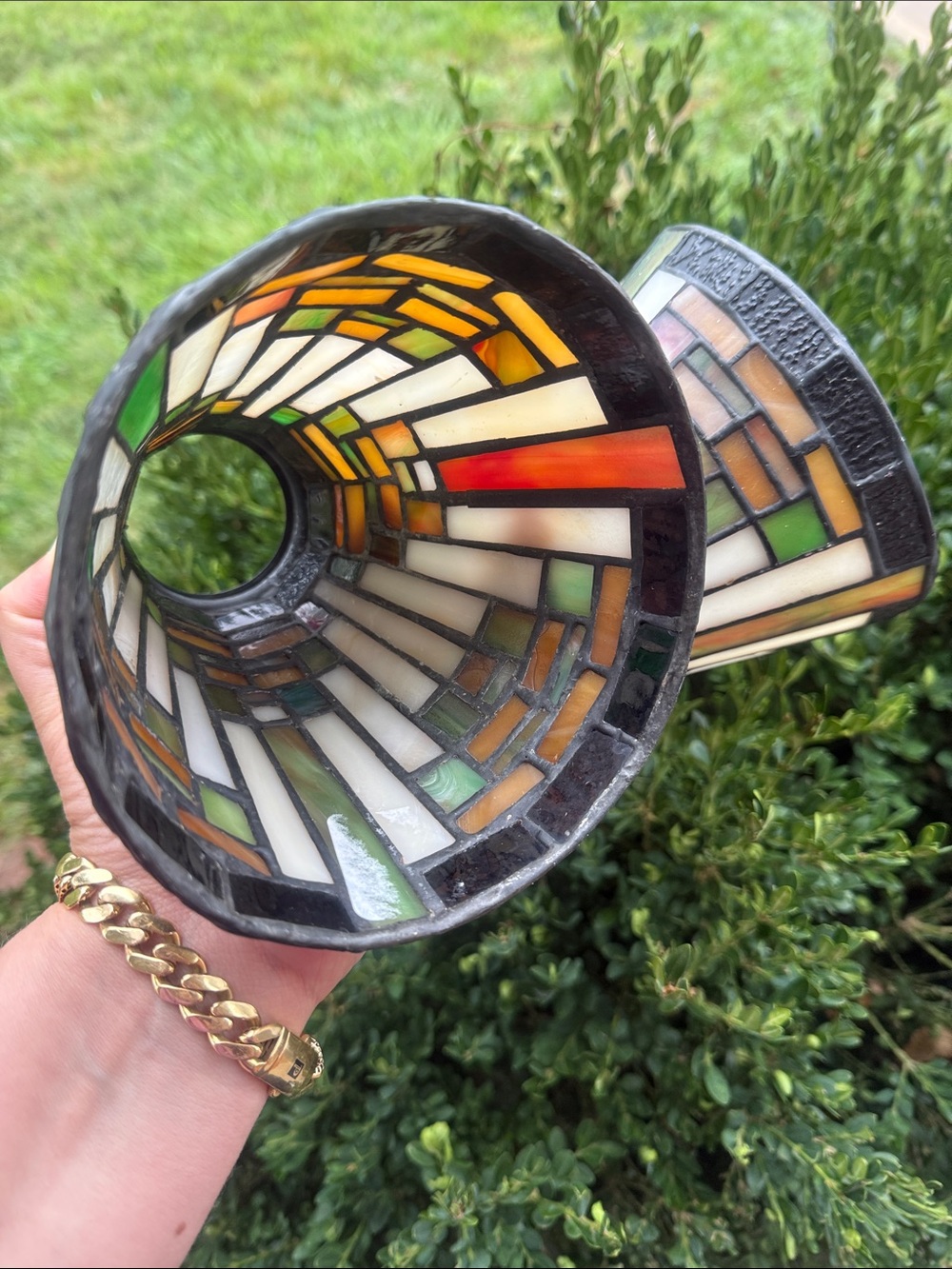Set of 2 Hampton Bay | Sonoma Pattern Stained Glass Lamp Shades | Tiffany 5” W
